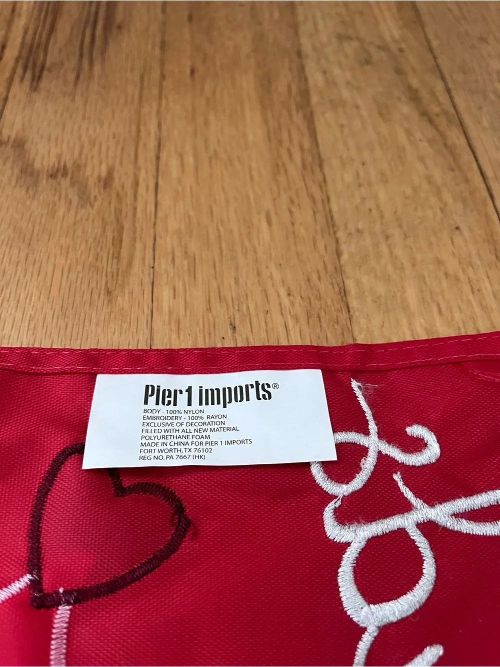 Vintage Pier 1 Imports Mini embroidered garden flag Valentines Day love birds
